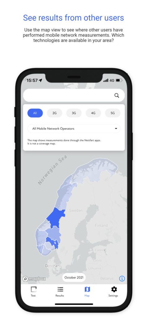 Nettfart mobile - Map view