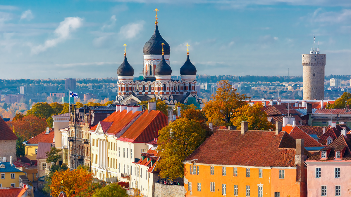 Aerial view old town, Tallinn, Estonia